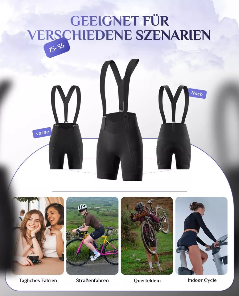 ROCKBROS cuissard à bretelles de vélo short de vélo pour femme short de cyclisme rembourré