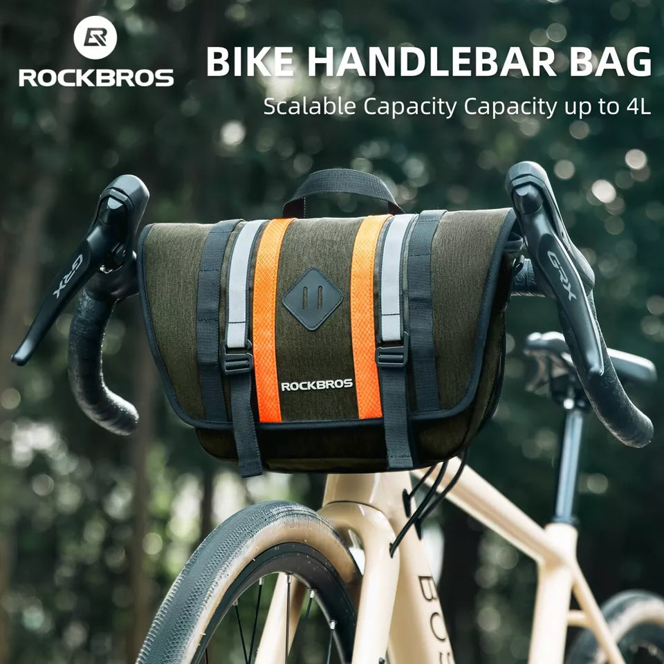 ROCKBROS 2.5L-4L sac de guidon sac de vélo avant sac croisé avec bandoulière vert