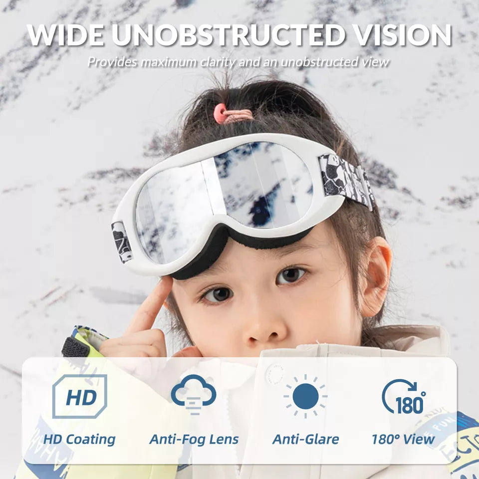 Lunettes de ski Qunature, lunettes de snowboard pour enfants et adultes portant des lunettes, anti-buée