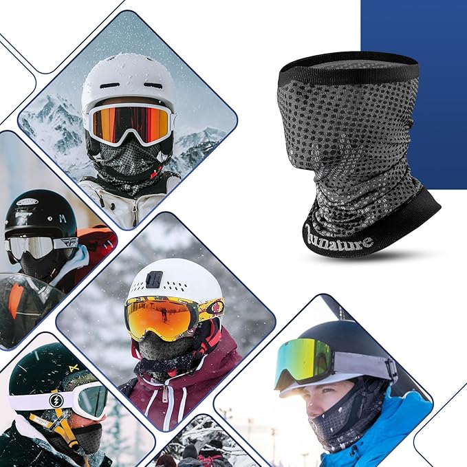 Qunature Écharpe multifonctionnelle en tube d'hiver, coupe-vent, élastique et respirante, cache-cou pour femmes et hommes pour les sports de plein air, le ski, la course à pied, le cyclisme, la randonnée