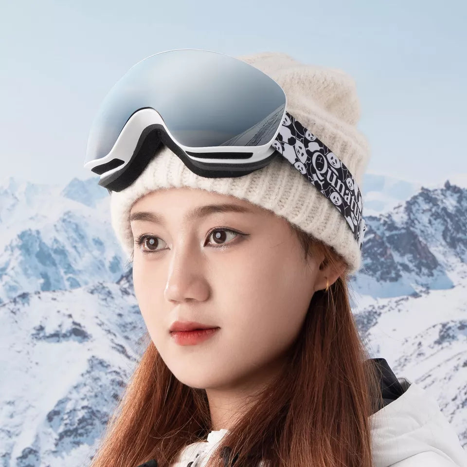 Lunettes de ski Qunature, lunettes de snowboard pour enfants et adultes portant des lunettes, anti-buée