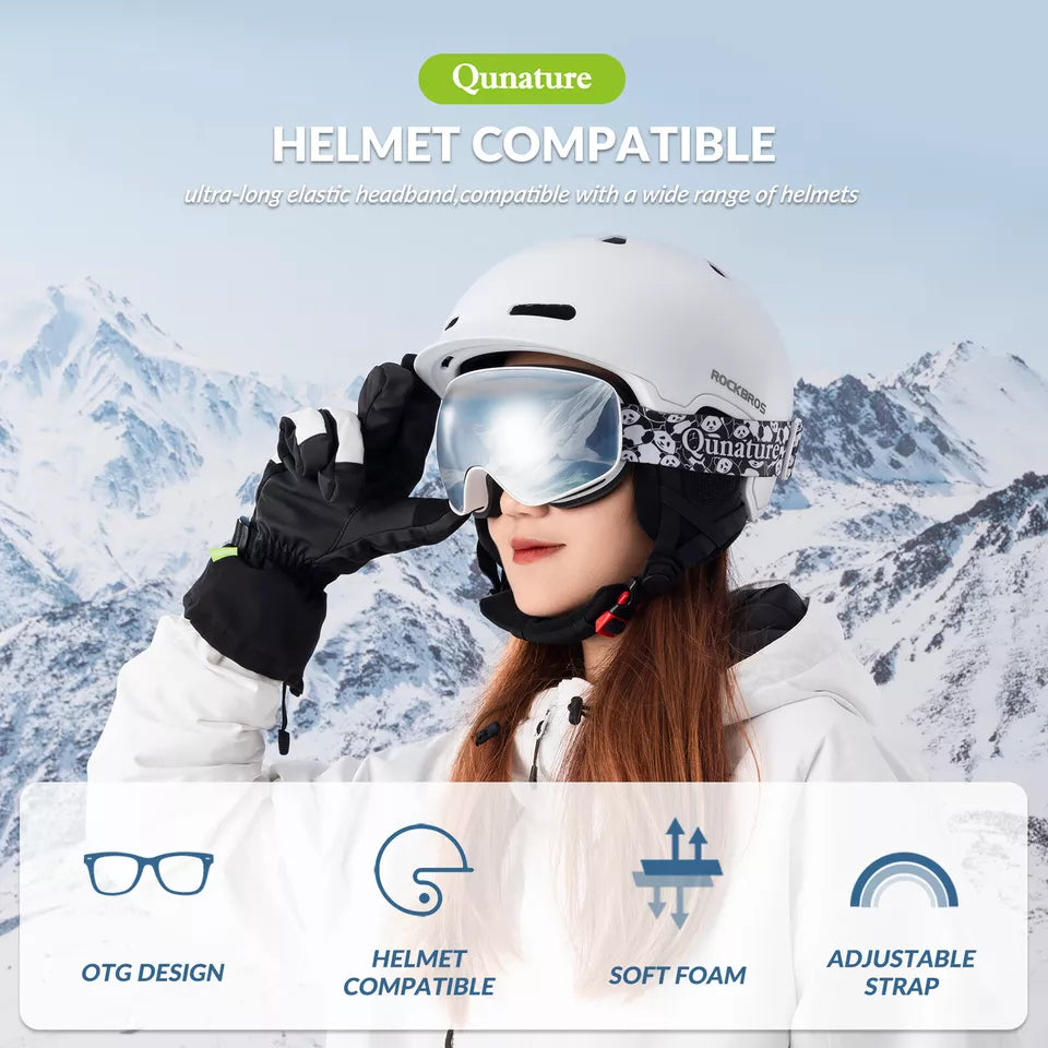 Lunettes de ski Qunature, lunettes de snowboard pour enfants et adultes portant des lunettes, anti-buée
