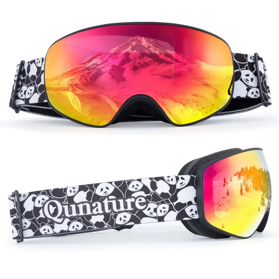 Lunettes de ski Qunature, lunettes de snowboard pour enfants et adultes portant des lunettes, anti-buée