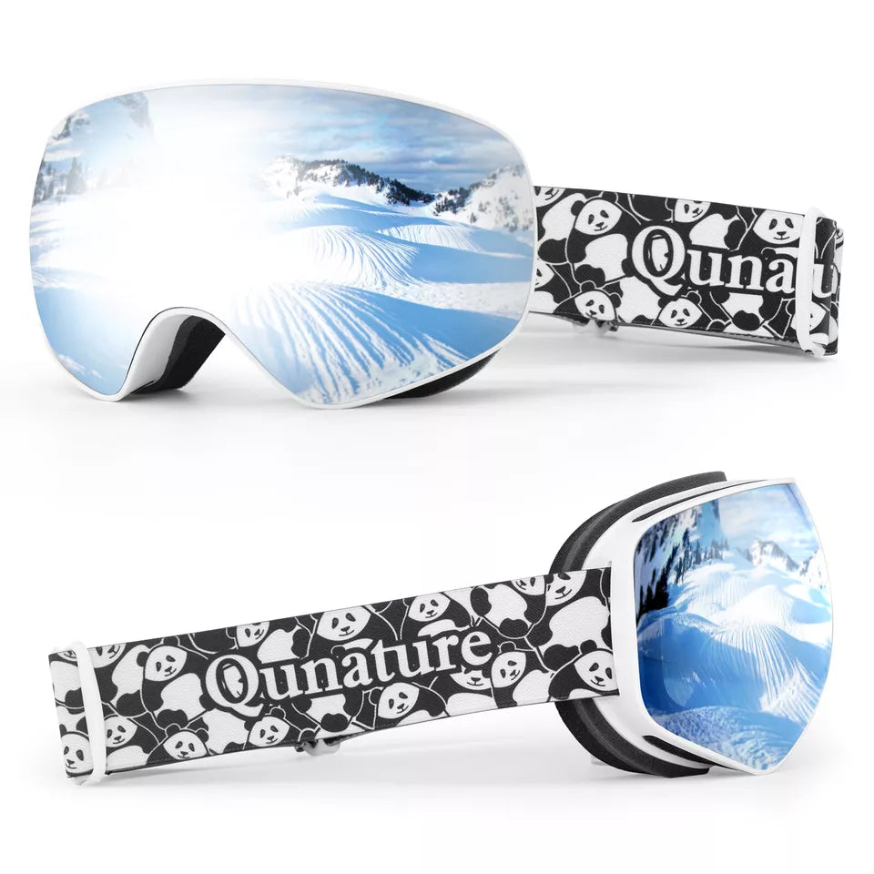 Lunettes de ski Qunature, lunettes de snowboard pour enfants et adultes portant des lunettes, anti-buée