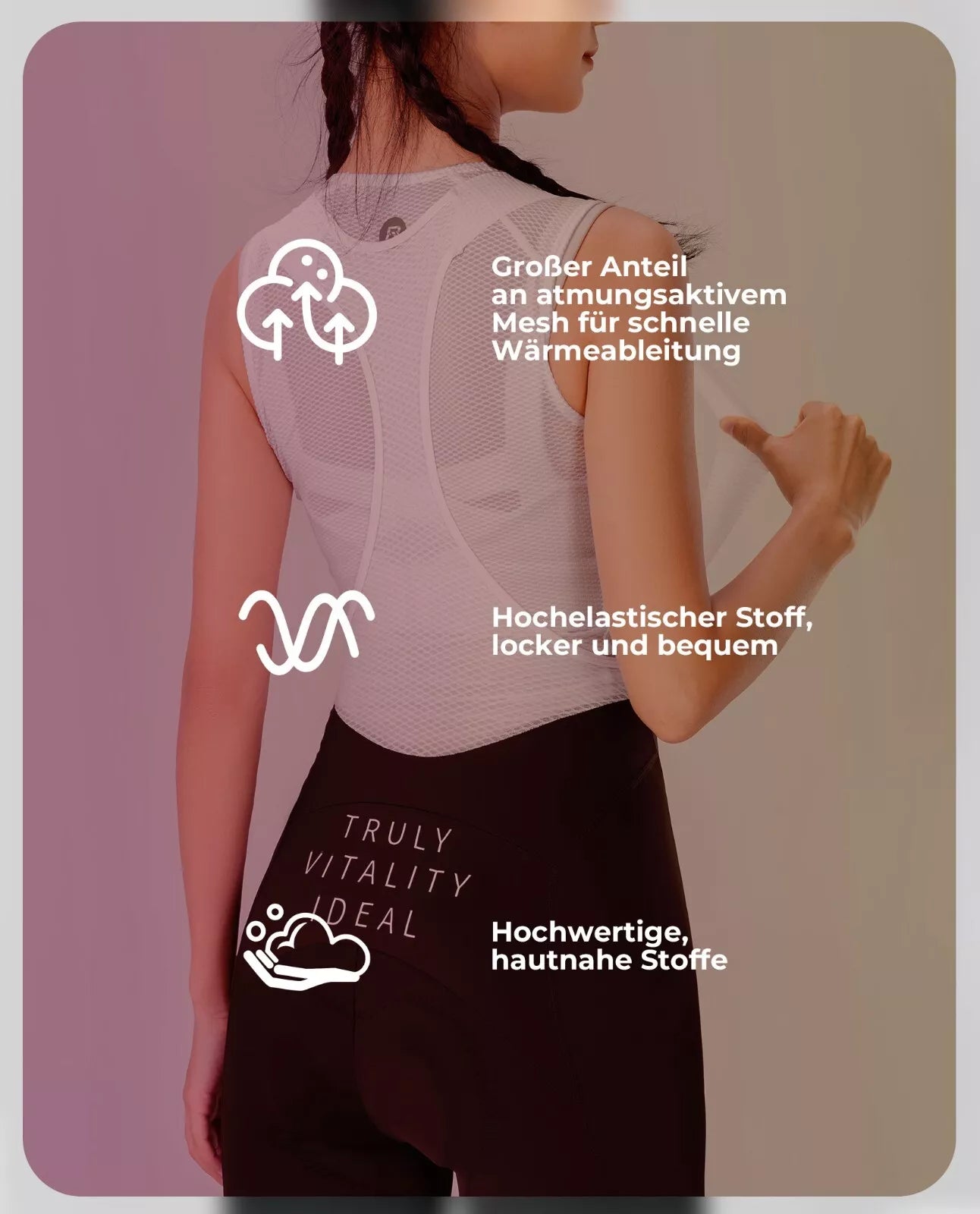 ROCKBROS Cuissard à bretelles de cyclisme pour femme avec bretelles, cuissard à bretelles de vélo rembourré, VTT