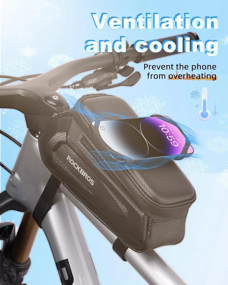 Sac de vélo ROCKBROS Sac de cadre à coque rigide de 1,5 L avec support pour téléphone portable jusqu'à 6,5 pouces