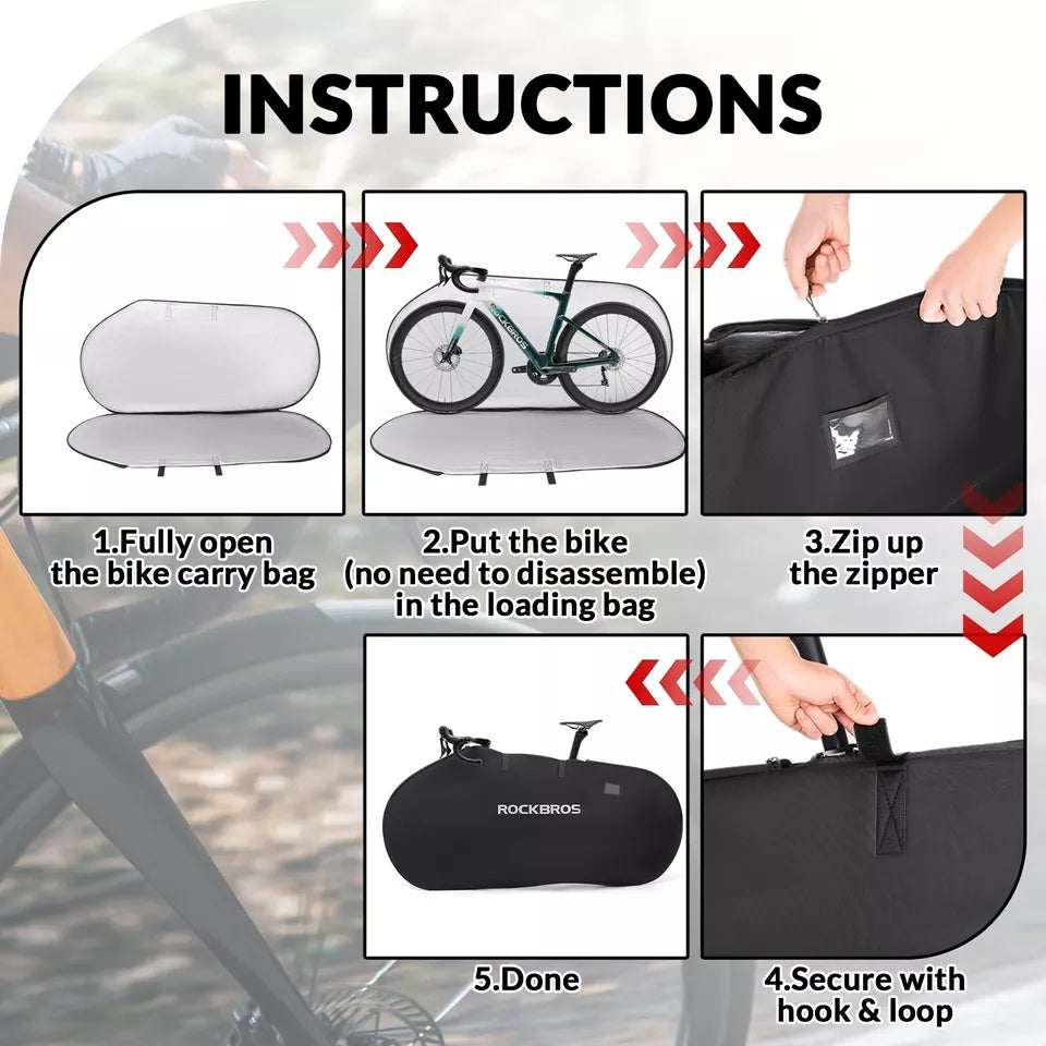 ROCKBROS sac de transport de vélo pour 1 vélo jusqu'à 26 pouces sac de rangement VTT
