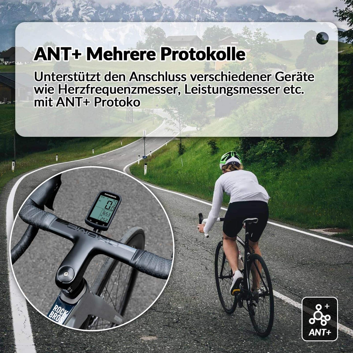 Compteur GPS sans fil étanche pour vélo avec compteur de vitesse et odomètre ROCKBROS