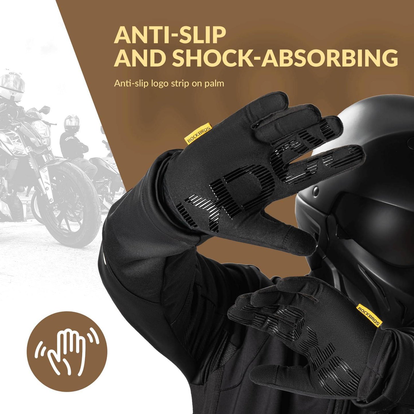 Gants de cyclisme chauds, coupe-vent et à doigts complets ROCKBROS