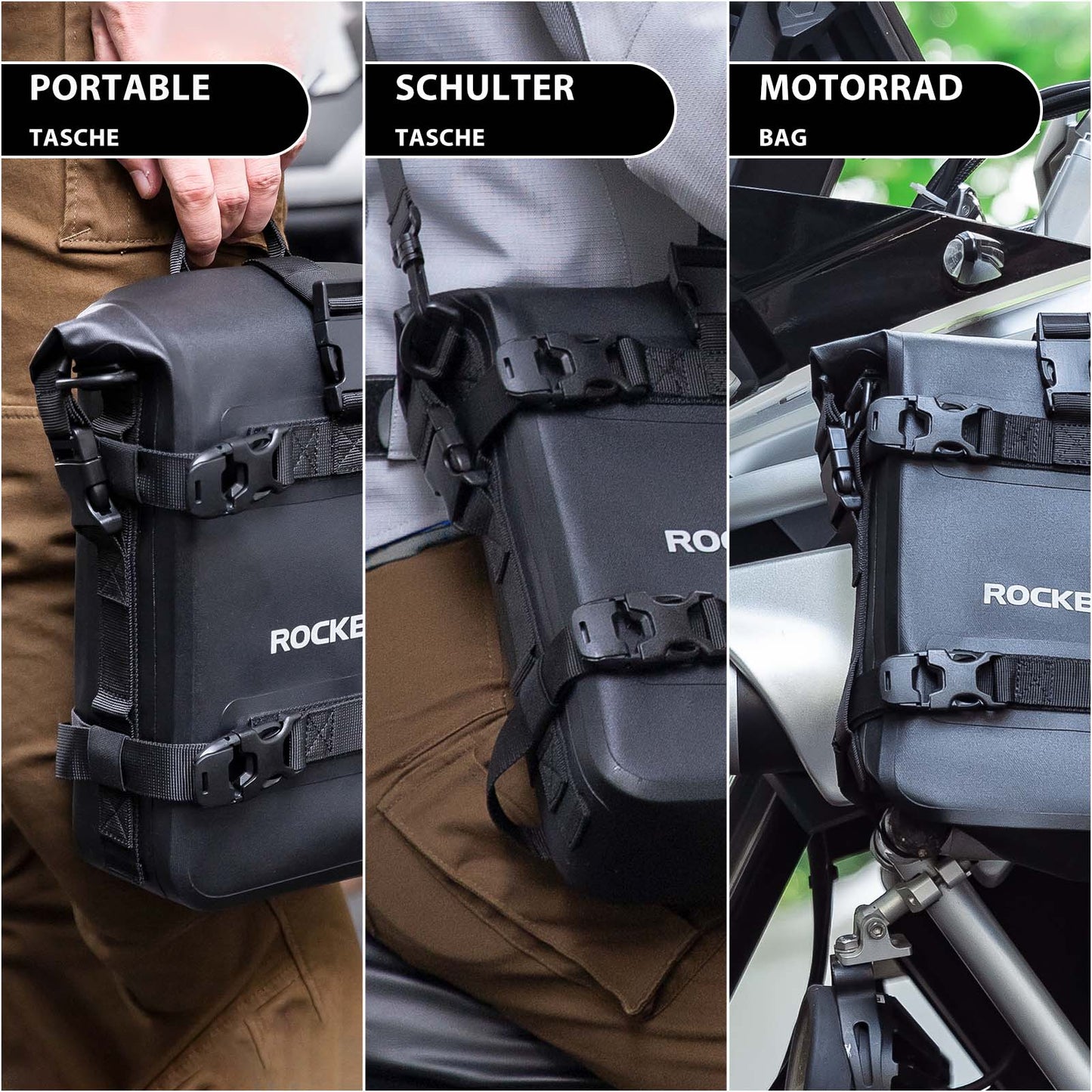 Sacoche latérale de moto, étanche, sacoche de 5 L, noire, ROCKBROS