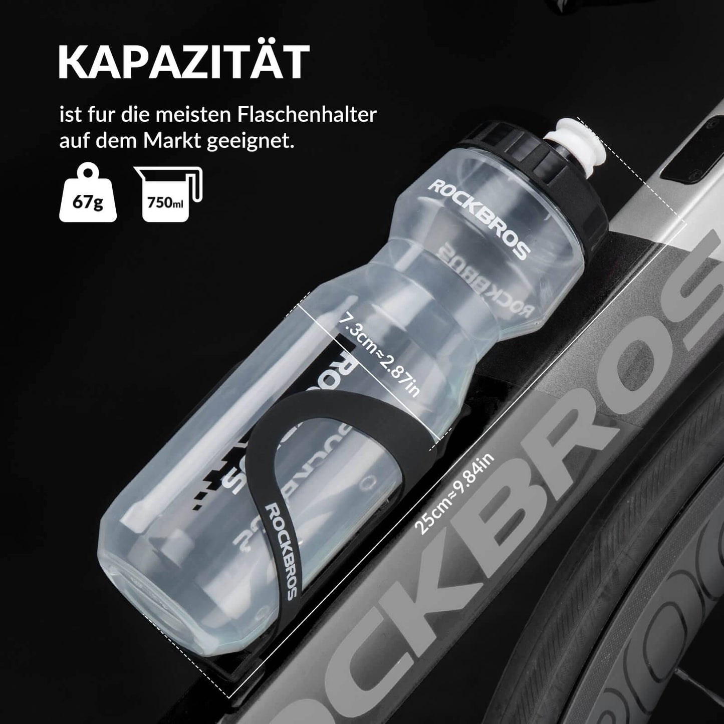 Gourde de sport 750 ml pour vélo, sans BPA, ROCKBROS