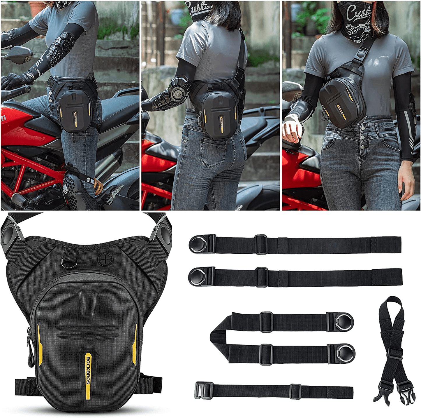 Sacoche de réservoir avec dossier magnétique, sacoche de jambe pour moto avec bandoulière, ROCKBROS