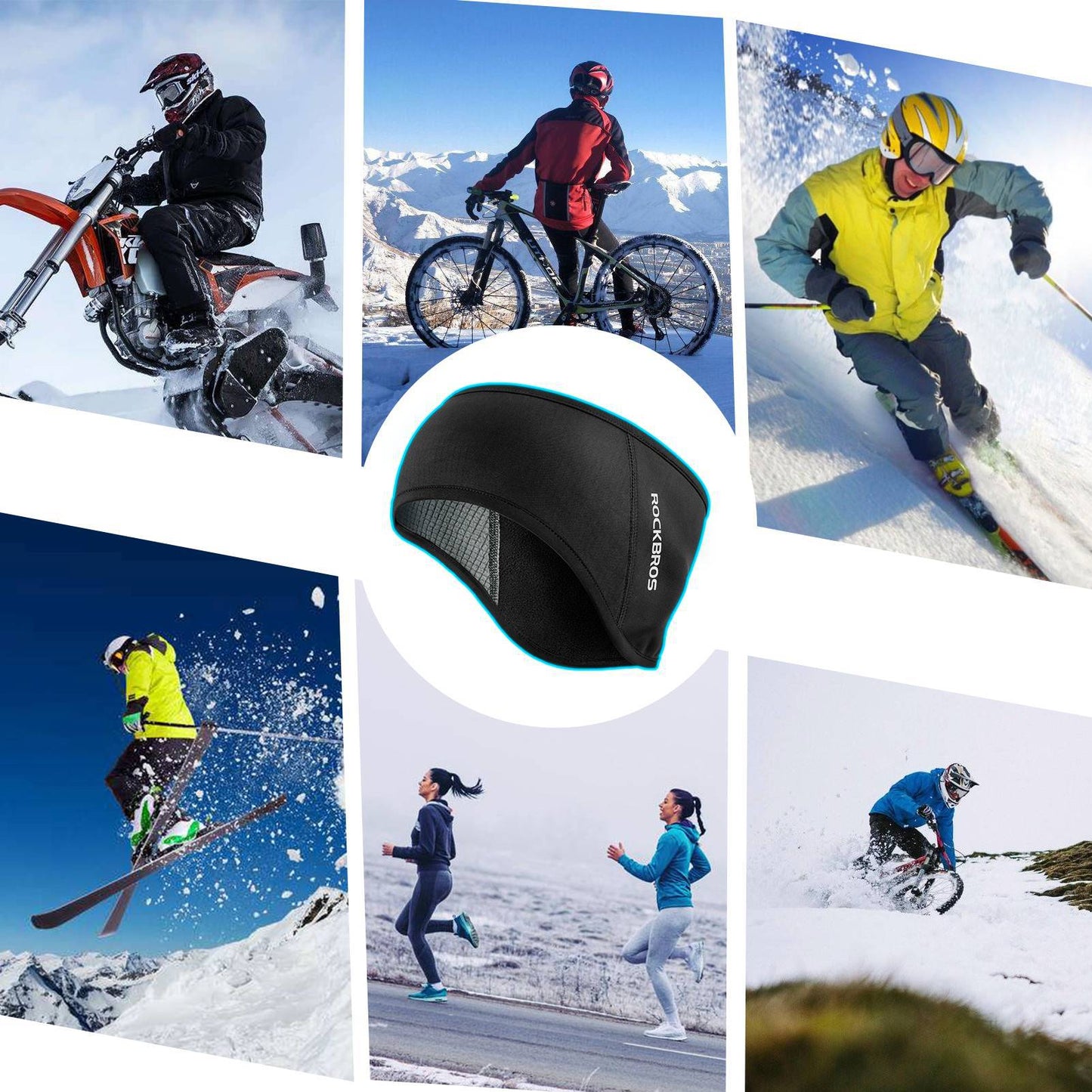 Bandeaux cache-oreilles thermiques d'hiver pour le cyclisme, pour hommes et femmes, ROCKBROS