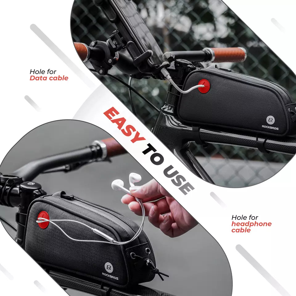 Sac de cadre ROCKBROS avec trou pour casque sac de tube supérieur de cadre de vélo vtt