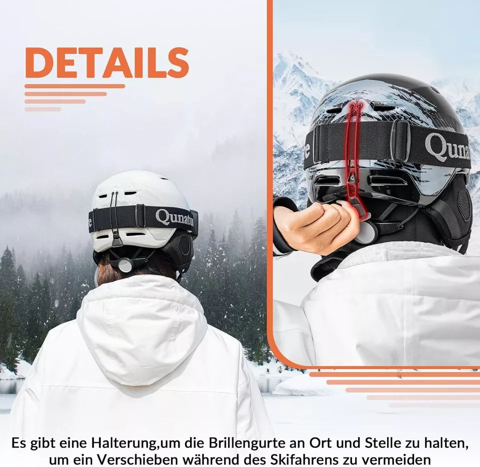 Qunature casque de snowboard/ski avec cache-oreilles casque de snowboard pour femmes et hommes 54-61 cm