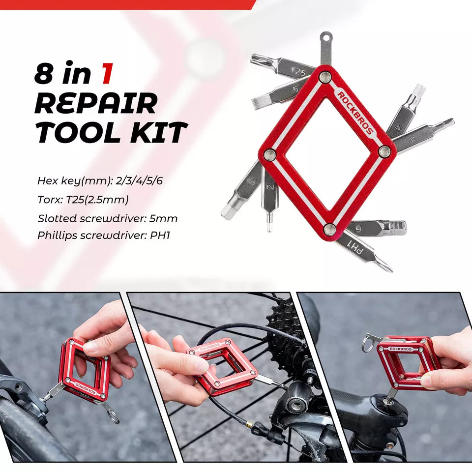 ROCKBROS vélo outil multifonctionnel 8 en 1 réparation outil pliant réparation