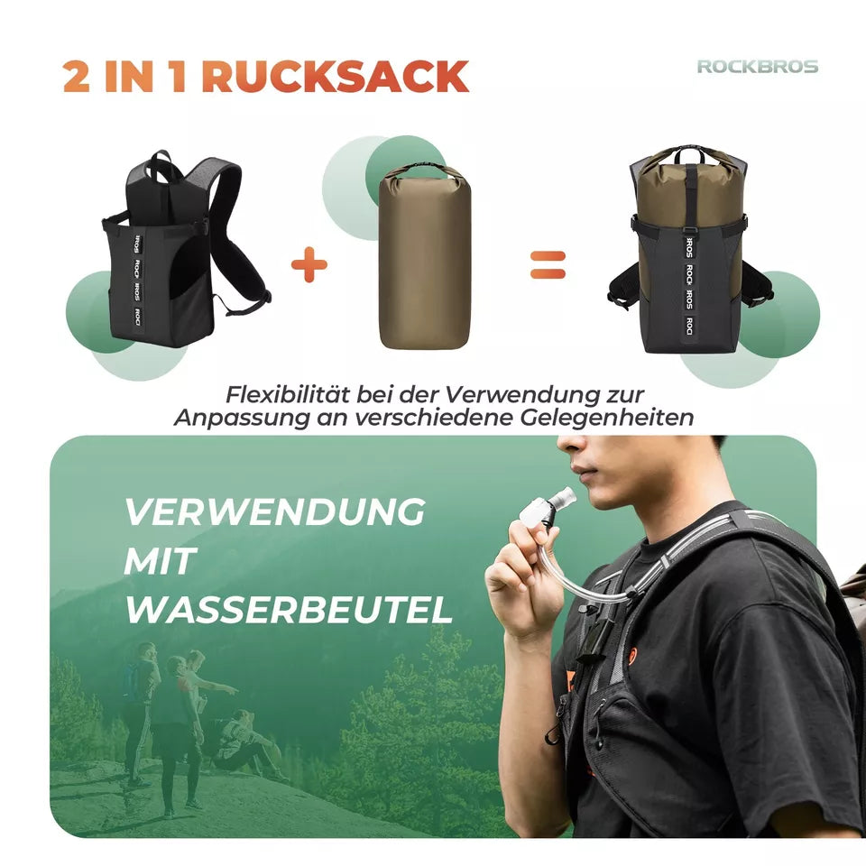 ROCKBROS sac à dos de vélo sac à dos amovible sac à dos de vélo 24L voyage étanche