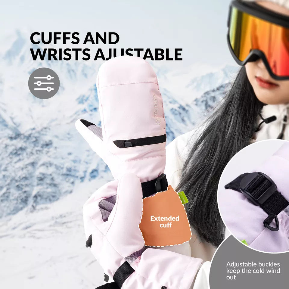 Qunature Gants de ski chauds Gants de snowboard imperméables XS-XL Femme/Homme