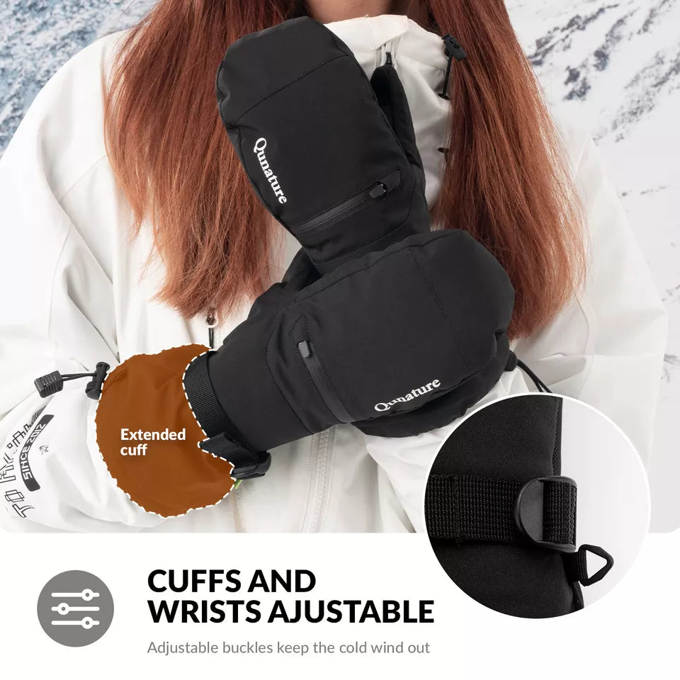 Qunature Gants de ski chauds Gants de snowboard imperméables XS-XL Femme/Homme