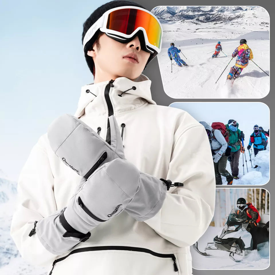 Qunature Gants de ski chauds Gants de snowboard imperméables XS-XL Femme/Homme