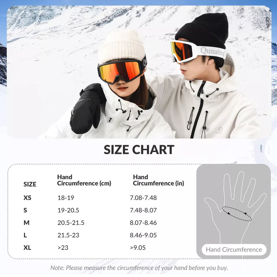 Qunature Gants de ski chauds Gants de snowboard imperméables XS-XL Femme/Homme