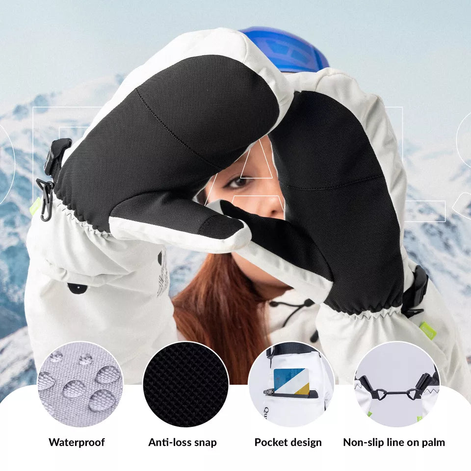 Qunature Gants de ski chauds Gants de snowboard imperméables XS-XL Femme/Homme