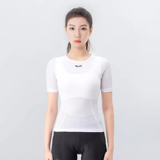 ROCKBROS chemise de sport de fitness pour femme chemise de sport à manches courtes blanche chemise fonctionnelle de sport