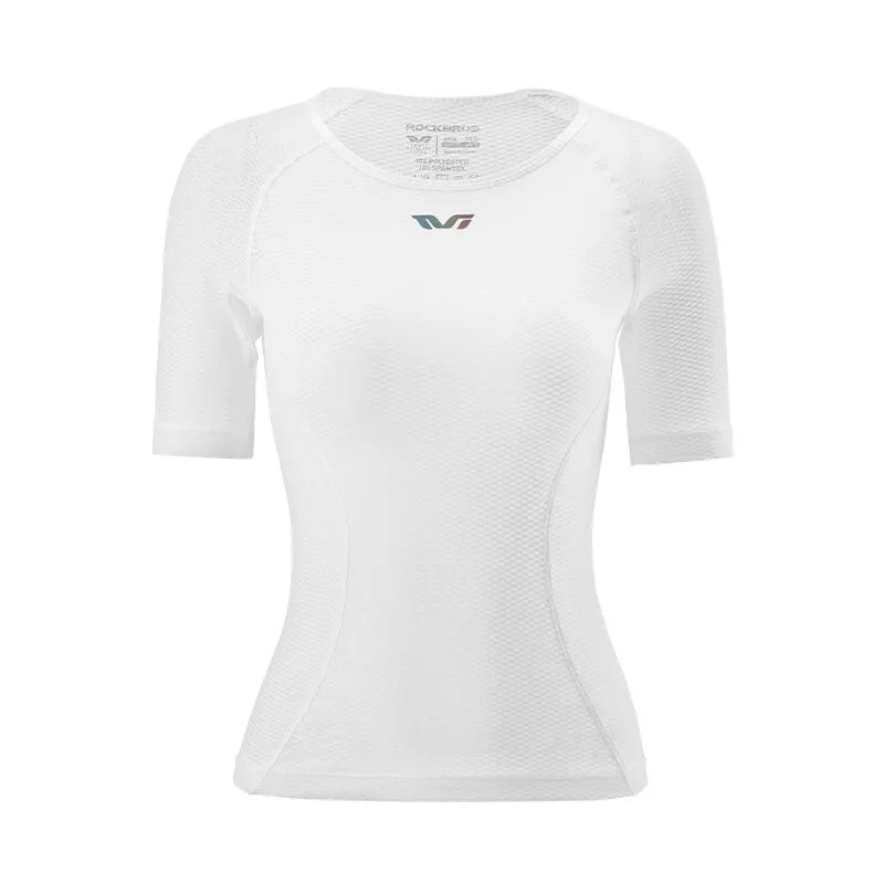 ROCKBROS chemise de sport de fitness pour femme chemise de sport à manches courtes blanche chemise fonctionnelle de sport