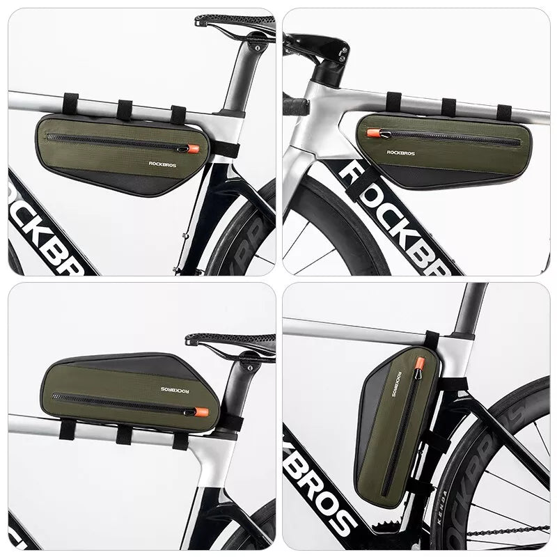 ROCKBROS sac de cadre de vélo sac de vélo sac triangulaire sac à outils 1,7 L
