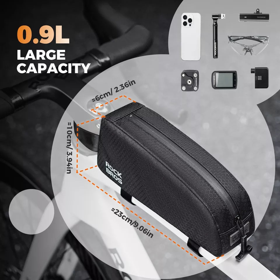 ROCKBROS Sac de vélo Sac de cadre étanche Sac triangulaire amovible 0,9 L