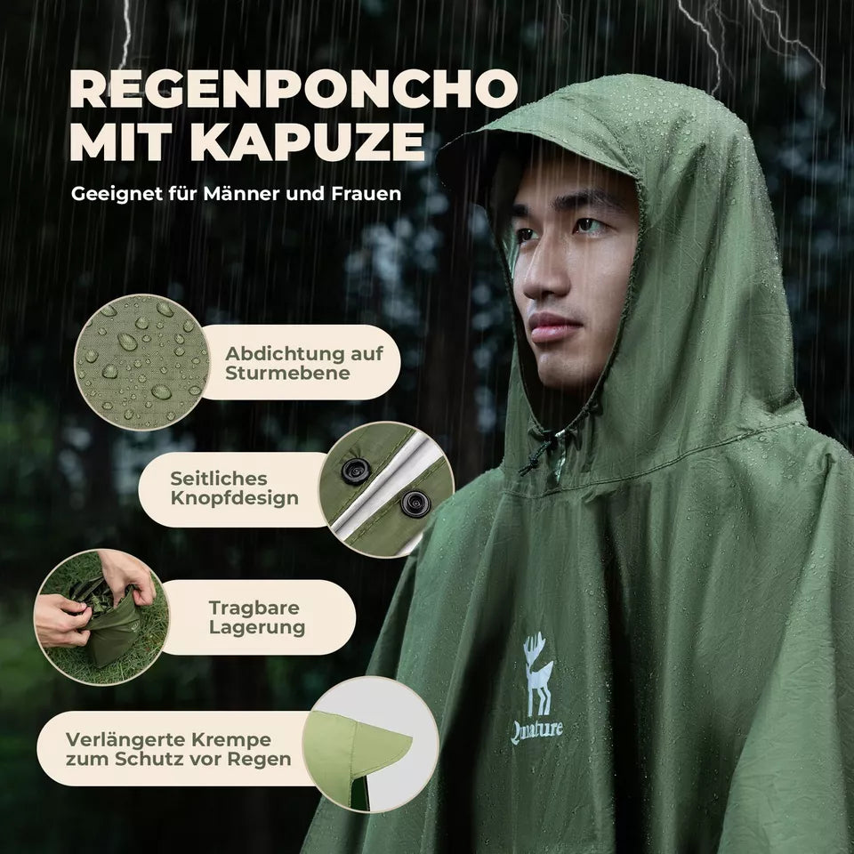 Qunature Outdoors Poncho de Pluie Multifonctionnel Cape de Pluie pour vélo Poncho de Pluie