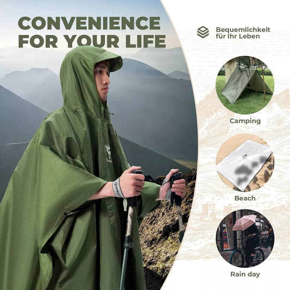 Qunature Outdoors Poncho de Pluie Multifonctionnel Cape de Pluie pour vélo Poncho de Pluie