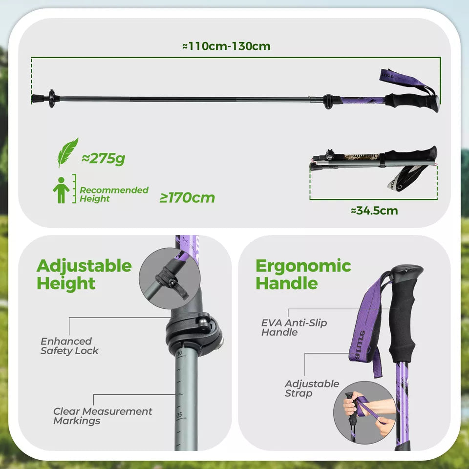 Qunature bâtons de randonnée bâtons de randonnée 7075 aluminium 130cm