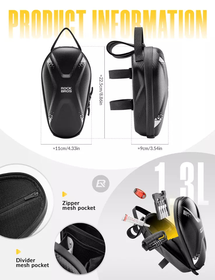 ROCKBROS Sac de scooter électrique hydrofuge 1,3 L Sac de guidon Poche avant PU