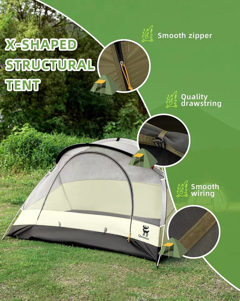 Qunature Tente de Camping pour 2 Personnes Tente à Dos Tente étanche avec Structure en X