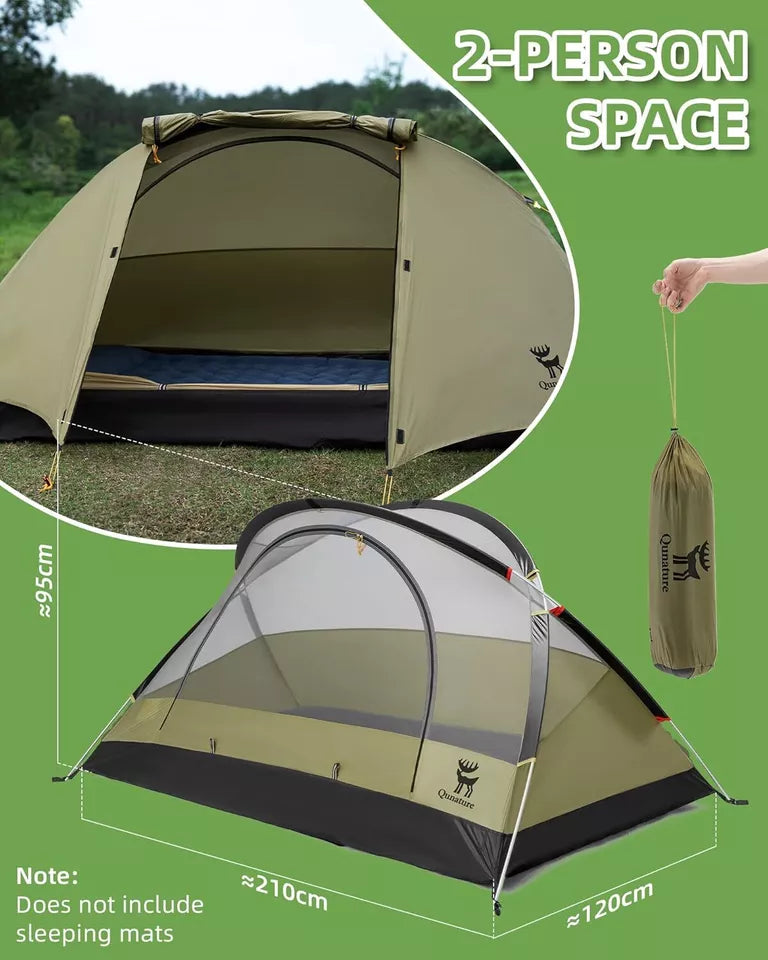 Qunature Tente de Camping pour 2 Personnes Tente à Dos Tente étanche avec Structure en X
