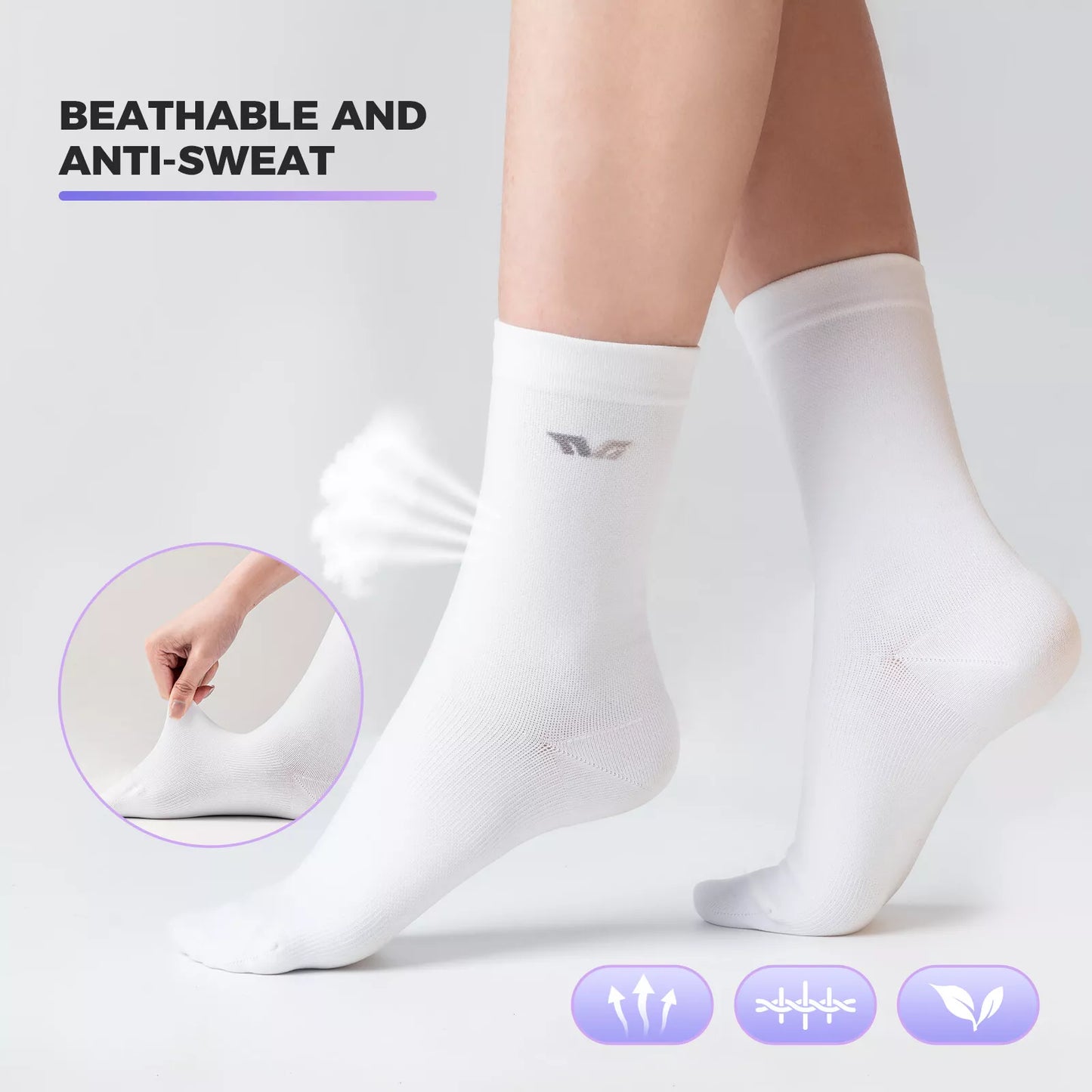 ROCKBROS TVI chaussettes de vélo pour femmes, chaussettes de sport longues pour le cyclisme, S/M, légères