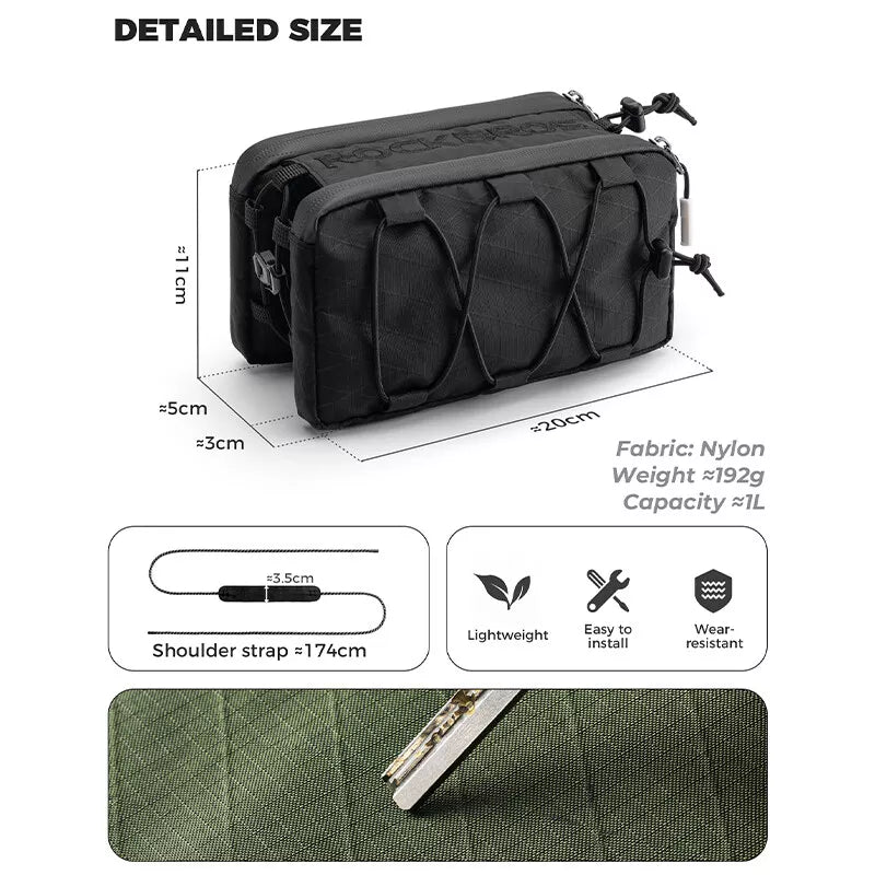 ROCKBROS 1L sac double cadre de vélo sac de tube supérieur avant 5 couleurs pour vélo de route vtt