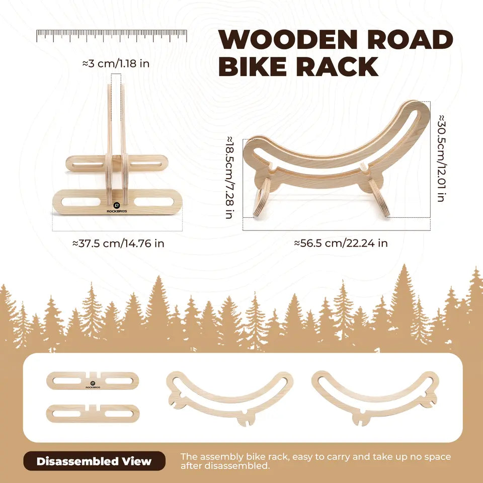 ROCKBROS support de vélo béquille centrale en bois 30mm pour vélos 23C-30C 700C