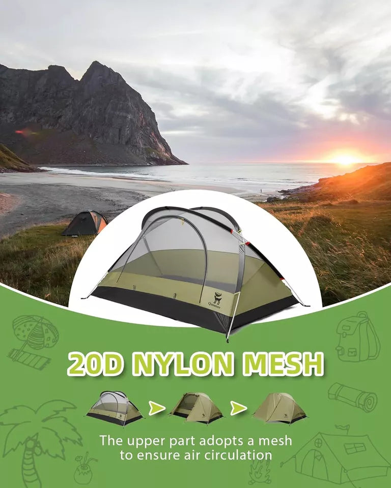 Qunature Tente de Camping pour 2 Personnes Tente à Dos Tente étanche avec Structure en X