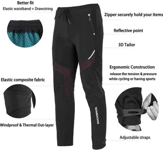 ROCKBROS Pantalon vélo coupe-vent Pantalon long Sport Pantalon vélo Taille européenne M-4XL