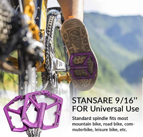 ROCKBROS Pédales de vélo de course en aluminium ultra légères antidérapantes 9/16 pouces