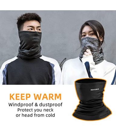 ROCKBROS Foulard multifonctions Demi-cagoule Chauffe-nuque Etanche à l'hiver Chaud Foulard tubulaire Respirant Couvre-visage Balaclava