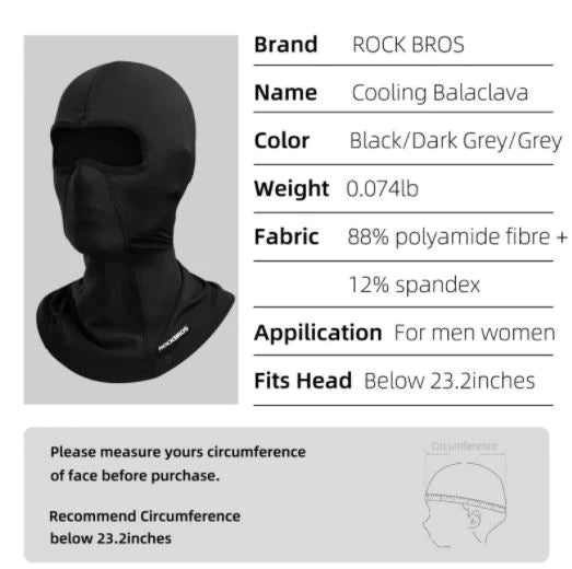 ROCKBROS Cagoule Balaclava Cagoule Femme Homme UPF50+ été/printemps