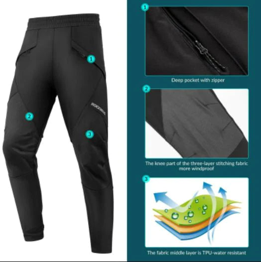 ROCKBROS hiver pantalon de vélo pour hommes coupe-vent pantalon de vélo thermique M-4XL