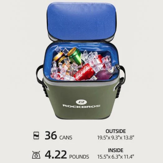 ROCKBROS 20L Sac isotherme étanche Glacière Camping Réfrigérateur Sac pique-nique