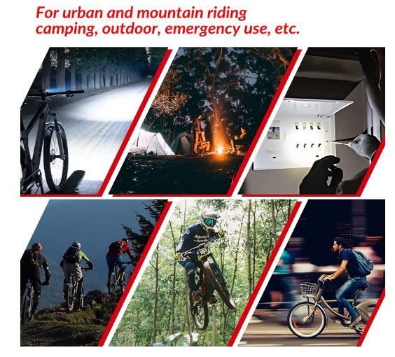 ROCKBROS Vélo Lampe frontale LED rechargeable USB, 400 lumens Lumière étanche IPX6 avec 4 modes fixes et clignotants