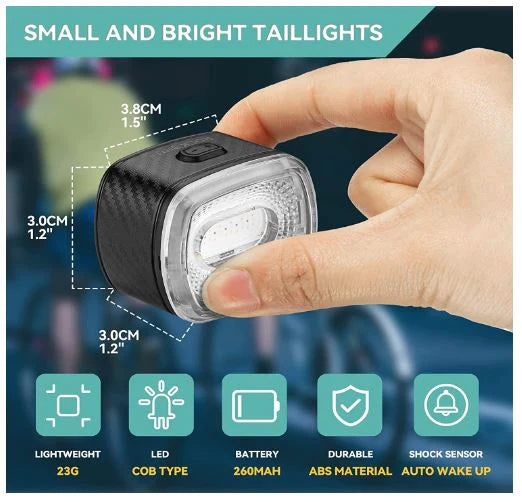 ROCKBROS Feu arrière de vélo LED étanche IPX6 USB Rechargeable Lumière rouge vive avec 5 modes fixes et clignotants