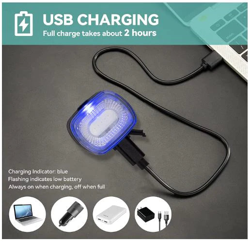 ROCKBROS Feu arrière de vélo LED étanche IPX6 USB Rechargeable Lumière rouge vive avec 5 modes fixes et clignotants