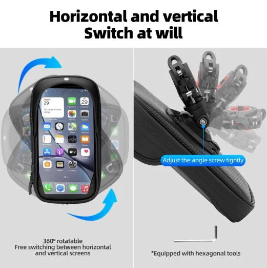 ROCKBROS Sacoche pour téléphone portable Vélo Sacoche sur cadre Support de téléphone portable Sacoche de guidon pour téléphone 6,2" Moto